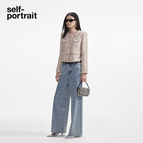 self-portrait 秋冬经典粉白混色重要场合花呢女装小香风外套上衣 - 图1