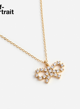 self-portrait钻饰蝴蝶结项链