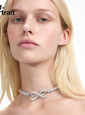 self-portrait蝴蝶结锁骨项链