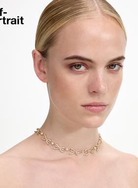 self-portrait蝴蝶结钻饰项链