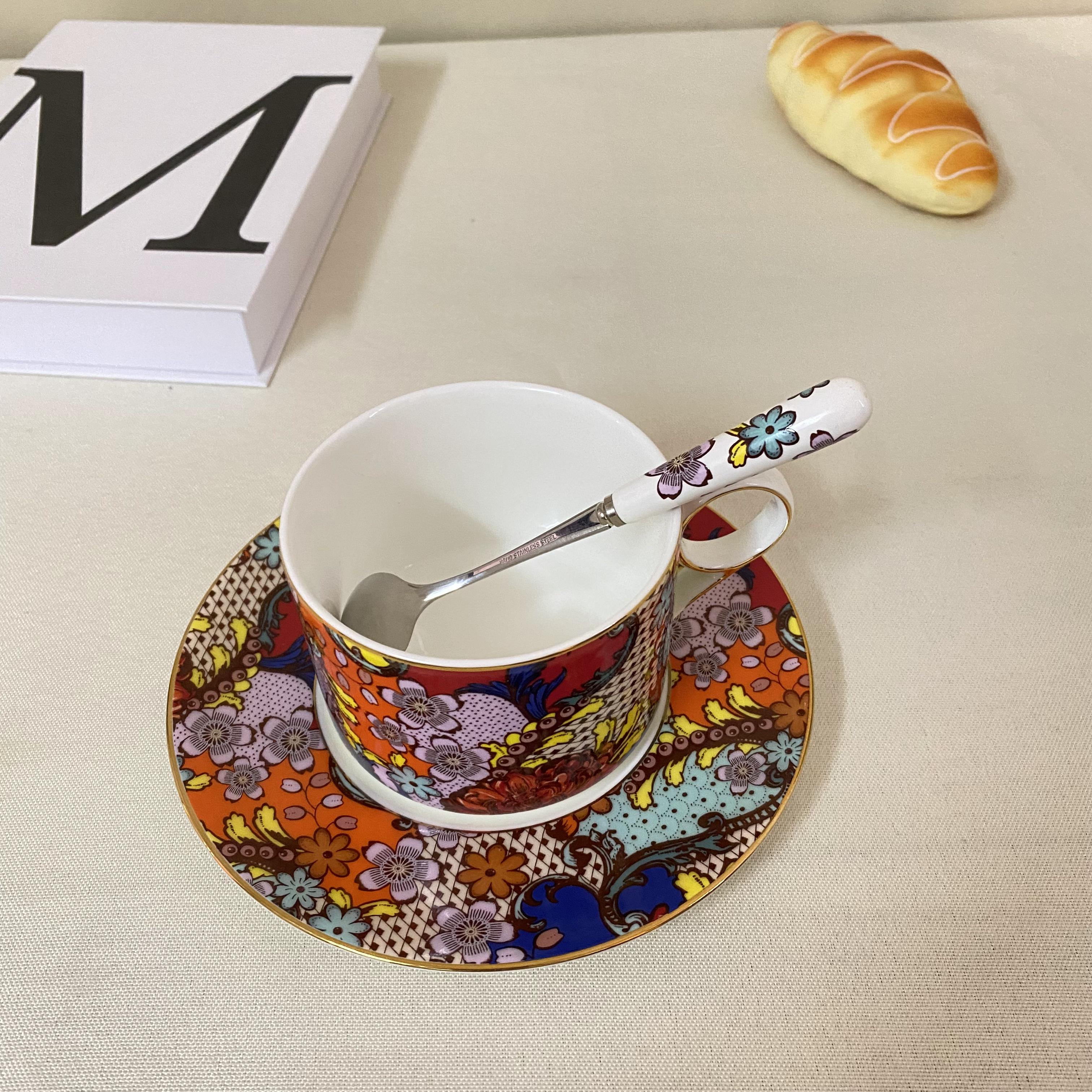 永丰源繁花似锦陶瓷咖啡杯碟带勺茶杯下午茶杯碟精致高颜值轻奢女-图0