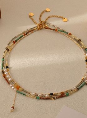 小米珠淡水珍珠叠戴百搭项链女