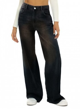 Women's wear vintage high waisted straight leg jeans女牛仔裤