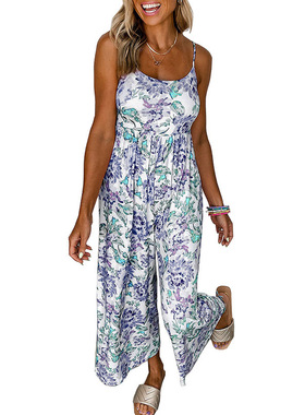 5XL plus size women's wide leg camisole jumpsuit吊带连衣裤女