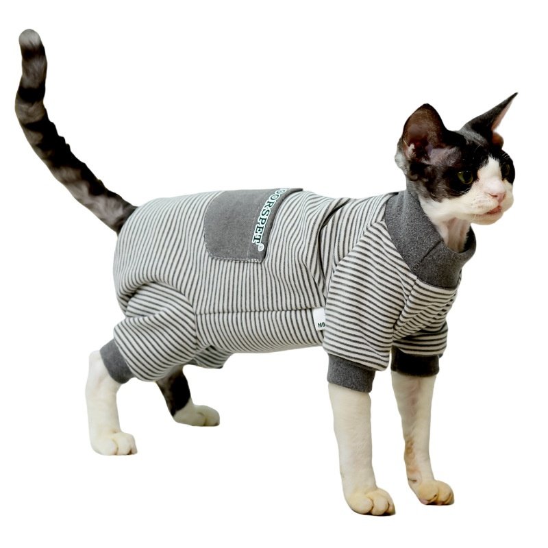 MOORSPET宠物猫四脚包肚衣德绒保暖居家连体服无毛猫德文猫咪衣服,淘宝优惠券,粉丝福利购,淘宝优惠卷