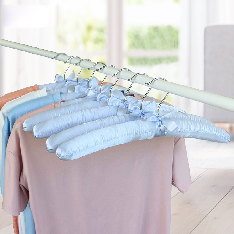 软海绵布艺衣架防滑无痕家用挂衣防肩角防变形棉衣撑包绸布服装店 - 图3