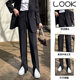New spring and autumn high-waisted floor-length suit pants with slits