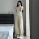 Women's summer thin apricot ice silk wide leg pants