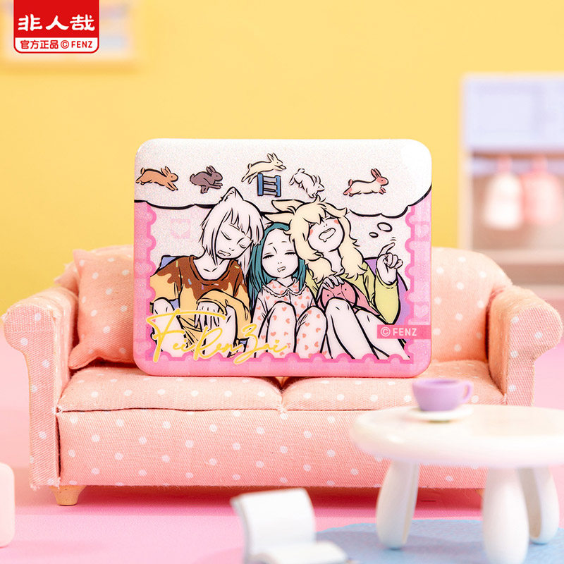 非人哉旗舰店悠闲时光系列马口铁徽章素面镭射长方形卡通吧唧盲盒,淘宝优惠券,粉丝福利购,淘宝优惠卷