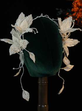 新款超仙花朵流苏发带森系优雅新娘头饰韩式婚礼写真造型配饰发饰