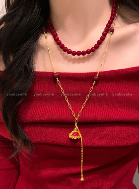 红色星球项链女秋冬新年配饰