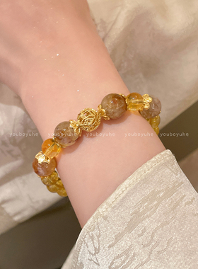 天然黄水晶招财暴富精致手链手串