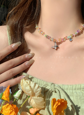 彩色多巴胺蝴蝶小众设计感项链