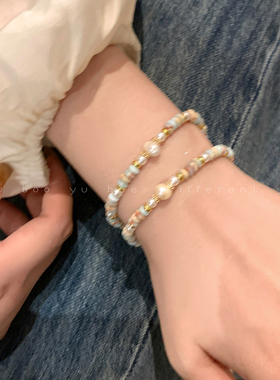 珍珠寿山石串珠手链复古轻奢手串