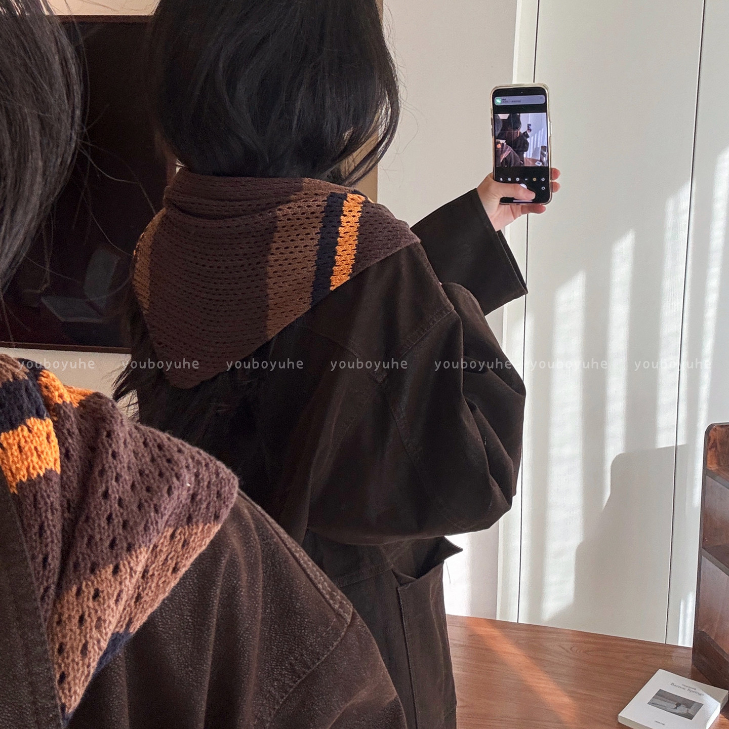 韩系撞色条纹镂空针织披肩外搭女2025新款三角小坎肩秋冬毛衣配饰,淘宝优惠券,粉丝福利购,淘宝优惠卷