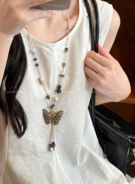 波西米亚民族风陶瓷蝴蝶串珠项链