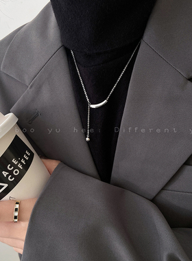 冷淡风一字弧形微笑毛衣链项链