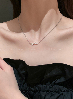 有薄与荷女微镶锆石项链