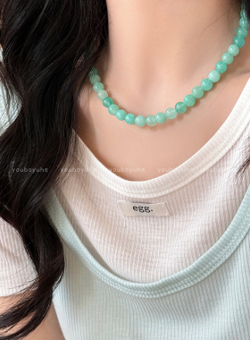 夏季简约小众天然石串珠项链女款