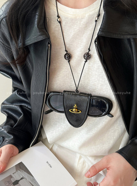 西太后土星磁吸皮革眼镜夹项链