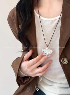 高级感小众精致银杏叶串珠项链女