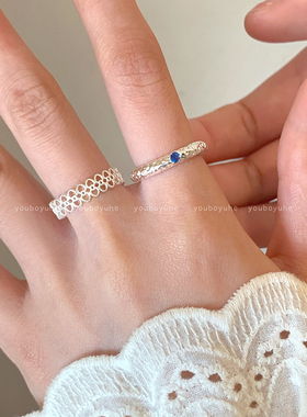 镂空蕾丝戒指女ins风叠戴食指戒