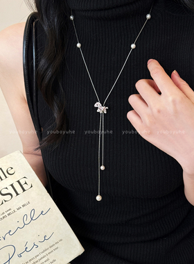 高级感轻奢小众闪锆珍珠小马项链