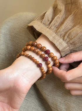 老桃木串珠朱砂手串精致文玩手链