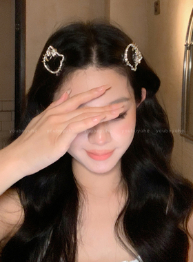 猫咪镂空锆石发夹碎发发夹发饰女