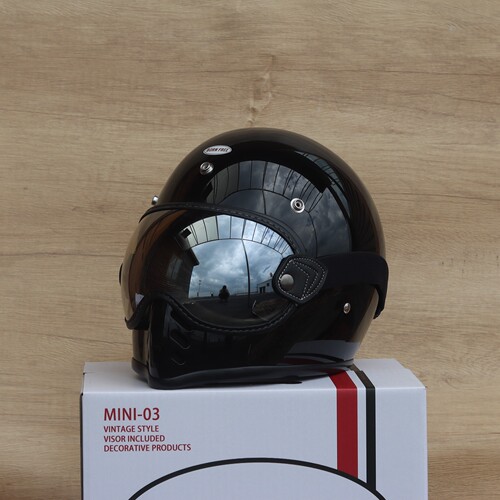 Bornfree头盔mini moto03专用内置镜片风镜防风太空电镀金银黑色 - 图2