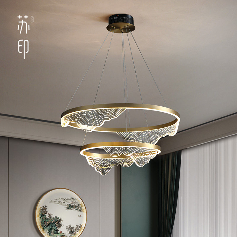 新中式餐厅吊灯轻奢设计师环形现代简约书房卧室别墅客厅led灯具_虎窝淘