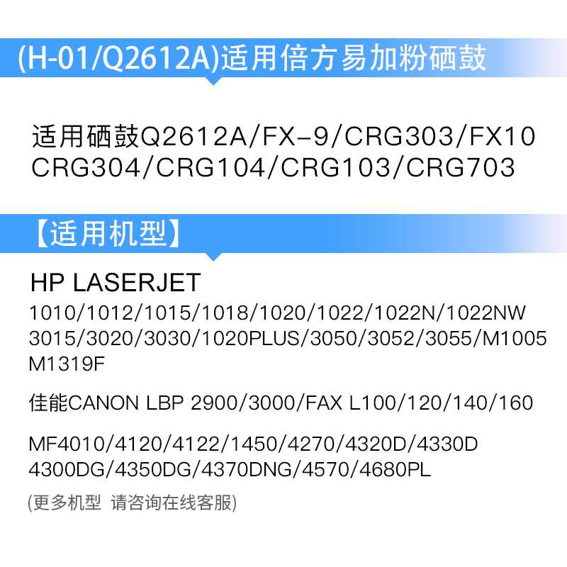 倍方适用惠普hpQ2612A碳粉 p1010 1020plus p1018 M1005打印机碳 - 图1