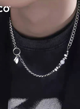 CCO古巴碎银子项链ins嘻哈男女锁骨链饰品猫眼石颈链礼物伯远同款