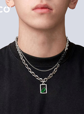 高级设计感双层拼接珍珠毛衣项链