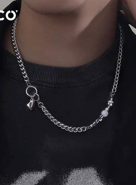 项链男生潮设计感碎银拼接锁骨链