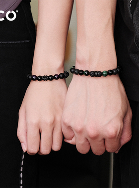 情侣手串玛瑙转运珠嘻哈个性手链