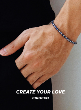 CCO个性蓝色细珠手串男士手链小众串珠药片珠水晶手饰送男友礼物