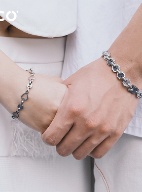 冷淡风爱心齿轮男女情侣手链