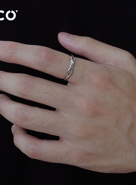 925银男戒开口可调节素圈