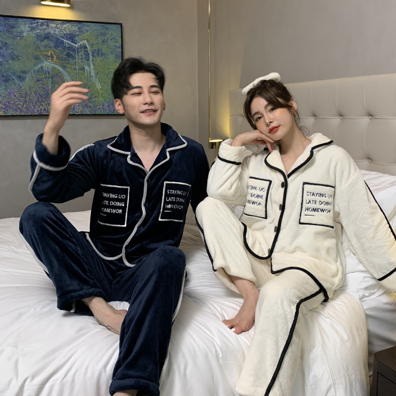 思湘妮情侣款珊瑚绒男士法兰绒睡衣 思湘妮女装睡衣/家居服套装