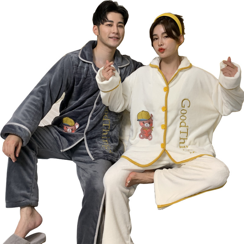 思湘妮情侣款珊瑚绒男士法兰绒睡衣 思湘妮女装睡衣/家居服套装