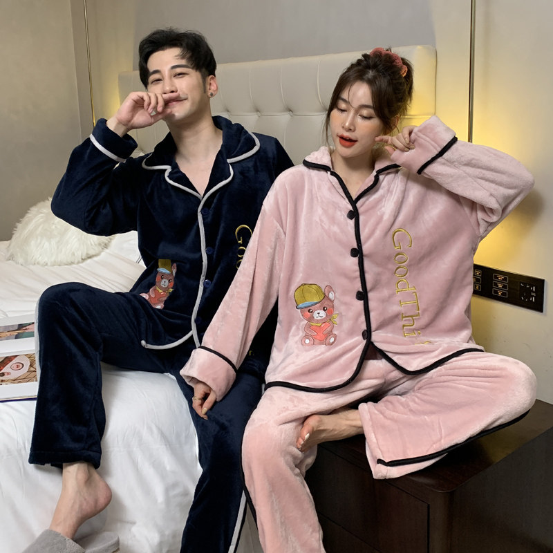 思湘妮情侣款珊瑚绒男士法兰绒睡衣 思湘妮女装睡衣/家居服套装