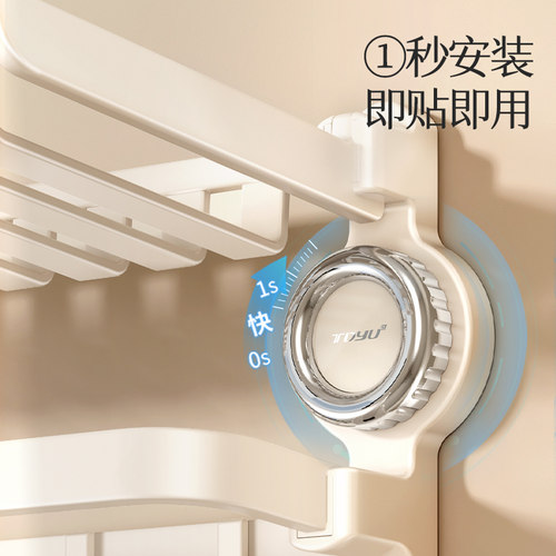 吸盘毛巾架卫生间免打孔浴巾置物架子一体浴室厕所挂杆太空铝套件 - 图2