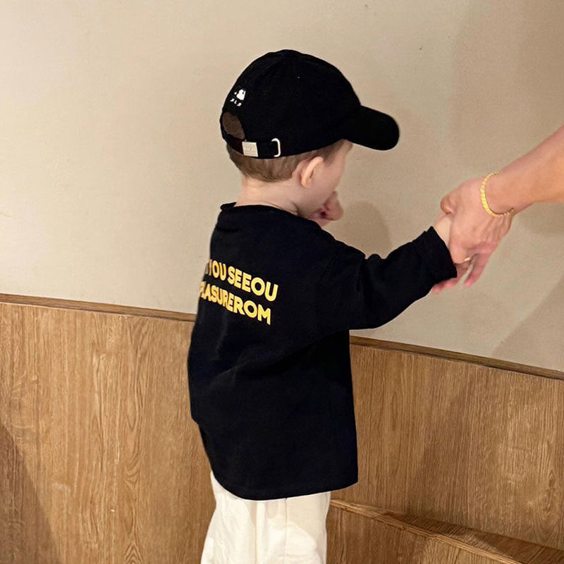 儿童纯棉舒适内搭打底衫春装新款男童韩范帅气字母印花长袖t恤薄,淘宝优惠券,粉丝福利购,淘宝优惠卷