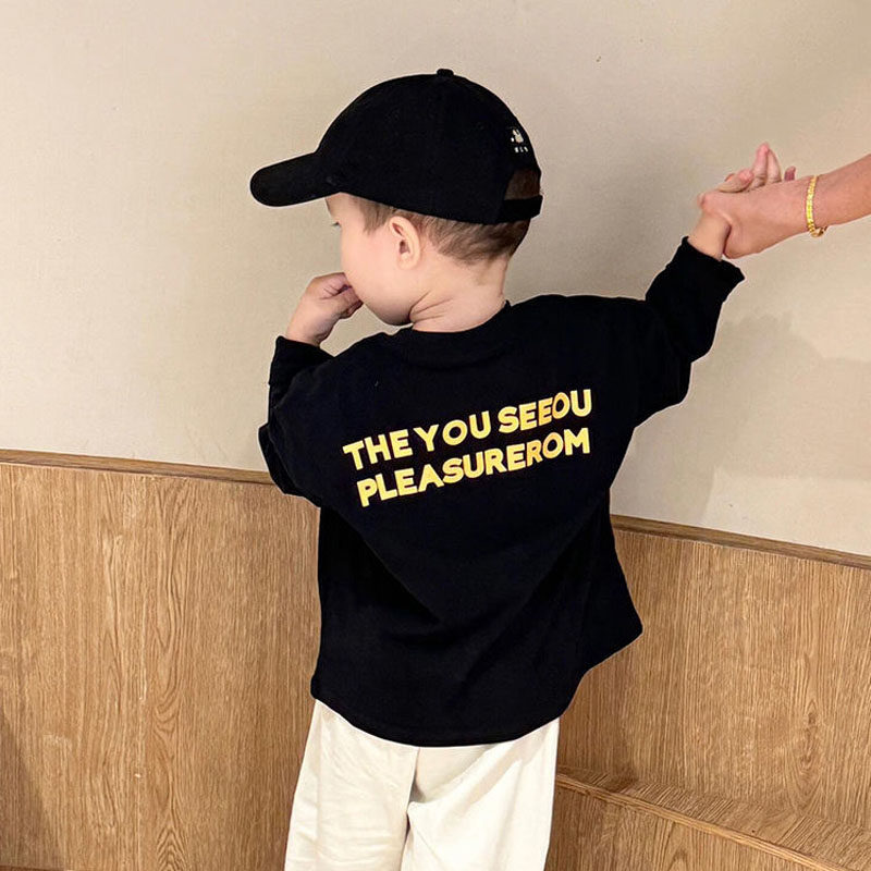 儿童纯棉舒适内搭打底衫春装新款男童韩范帅气字母印花长袖t恤薄,淘宝优惠券,粉丝福利购,淘宝优惠卷