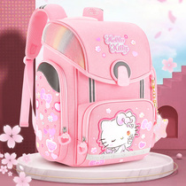 Katy cat 1st grade school girl 2nd grade girl 2nd grade girl 2022 new cute girl princess super light minus pink double shoulder backpack children japan school bag