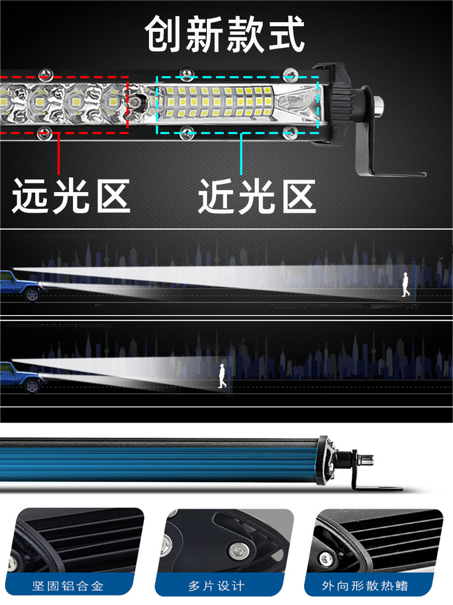 汽车长条灯led射灯超薄中网远近光超亮货车12伏24v杠灯越野车顶灯 - 图2