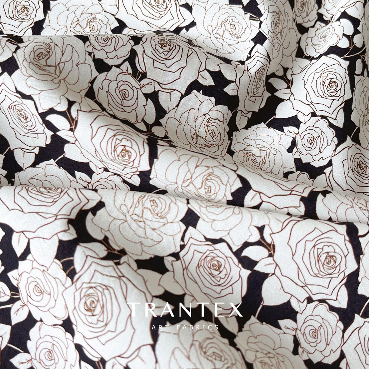 裙子纯棉全棉布料diy手工碎花印花衣服装衬衣连衣裙黑白玫瑰面料,淘宝优惠券,粉丝福利购,淘宝优惠卷