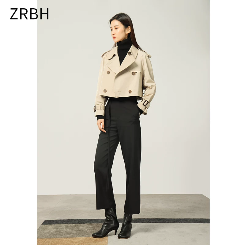 Осенний короткий_trench coat, куртка, коллекция 2021 года, oversize, свободный крой
