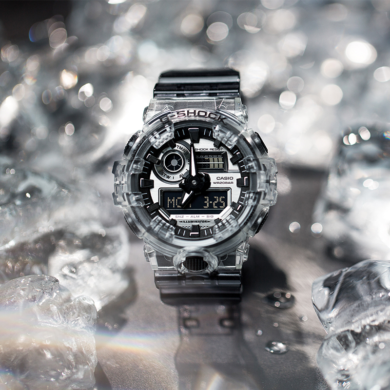 礼物卡西欧手表男透明冰韧黑武士限定gshock正品防水表GA-700SK - 图1